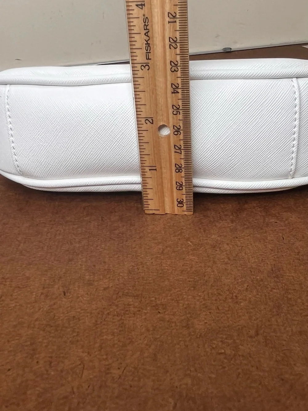 Court Couture Minimalist White Wristlet Clutch with Gold Zip Accent